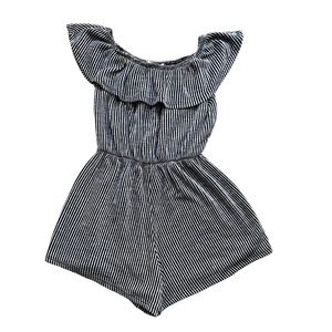 Caution to the wind girls rib knit romper with ruffle size estimated 7-8